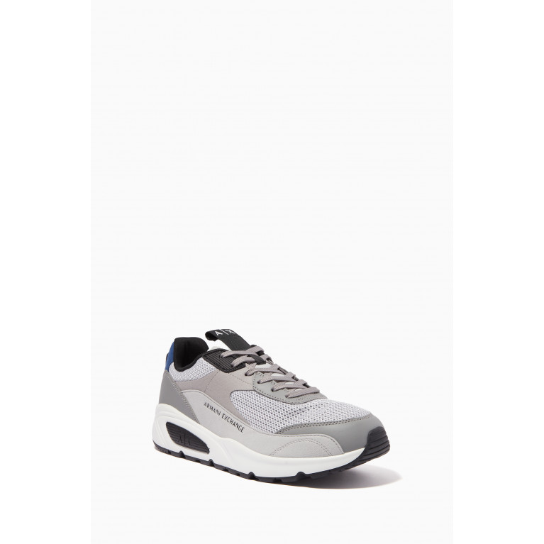 Armani Exchange - Logo Lettering Sneakers in Mesh Fabric Grey