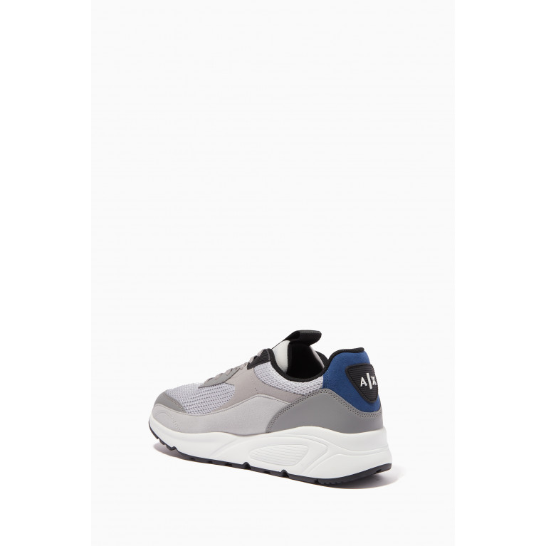 Armani Exchange - Logo Lettering Sneakers in Mesh Fabric Grey
