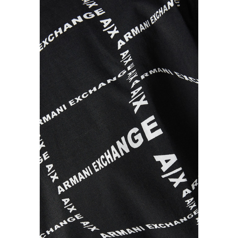 Armani Exchange - All-over Optical Logo Shirt in Cotton Black