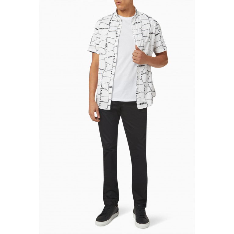 Armani Exchange - All-over Optical Logo Shirt in Cotton White