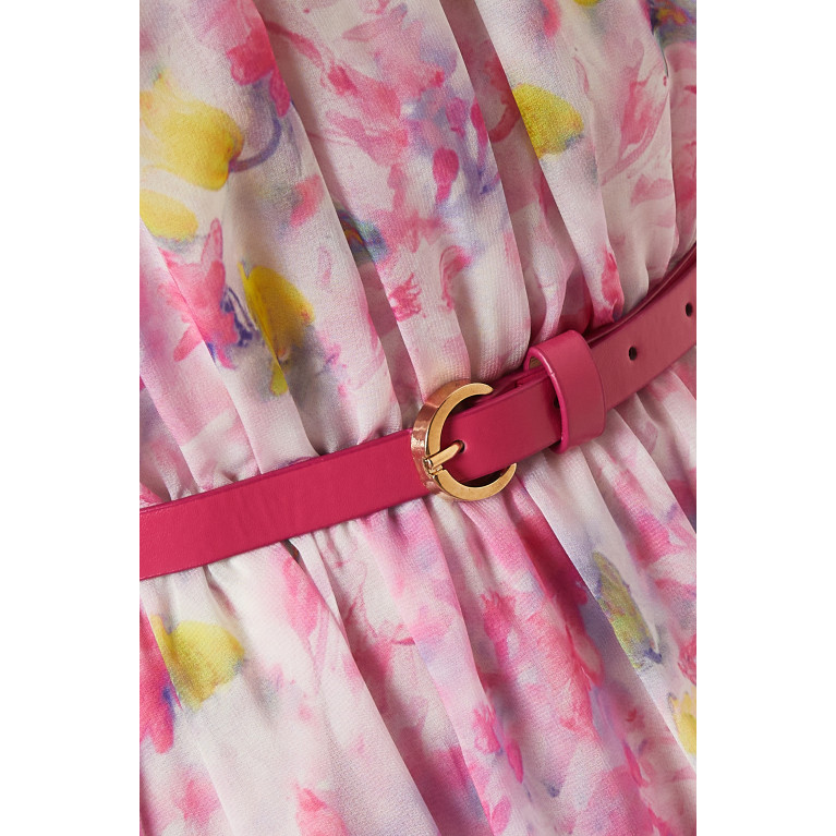 Mimya - Floral Maxi Dress in Crepe Pink