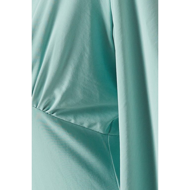 Mimya - Ruched Midi Dress in Crepe Green