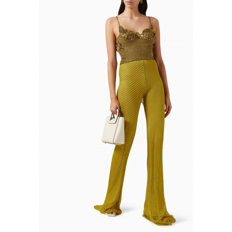 Isa Boulder - Moire Flared-leg Pants in Rayon-knit
