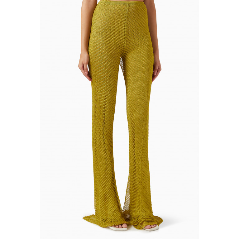 Isa Boulder - Moire Flared-leg Pants in Rayon-knit