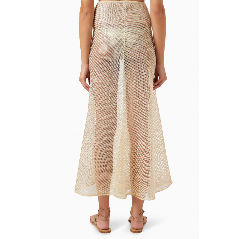Isa Boulder - Moire Sheer Flared Midi Skirt in Rayon-knit