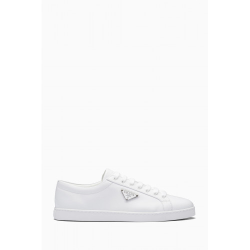 Prada - Logo Sneakers in Brushed Leather White