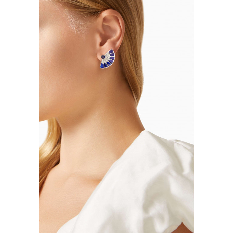 Garrard - Fanfare Symphony Sapphire & Diamond Earrings in 18kt White Gold