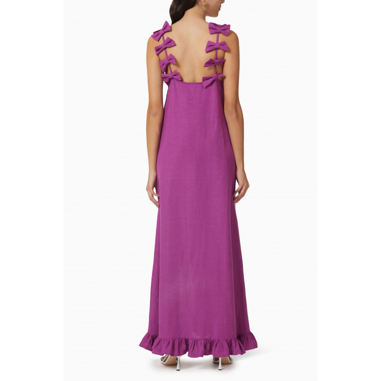 Adriana Degreas - Fantasy Maxi Dress in Linen Purple