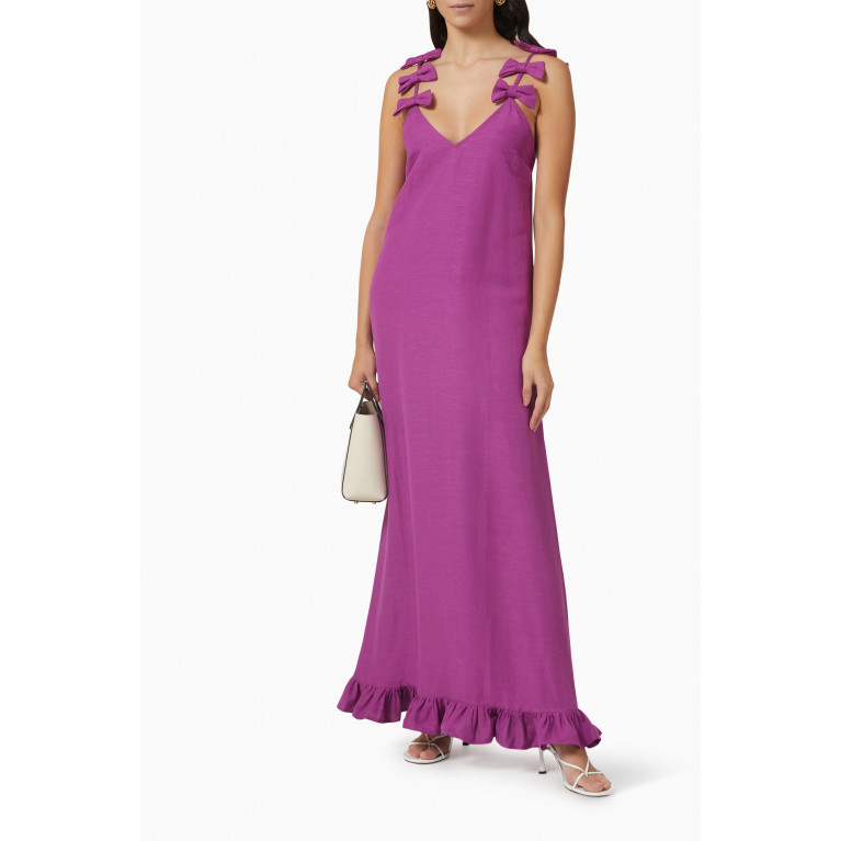 Adriana Degreas - Fantasy Maxi Dress in Linen Purple