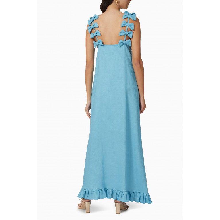 Adriana Degreas - Fantasy Maxi Dress in Linen Blue