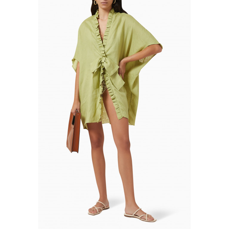 Adriana Degreas - Fantasy Frilled Mini Robe in Linen