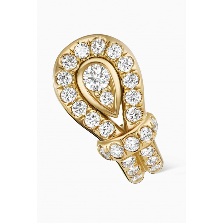 David Yurman - Thoroughbred Loop Huggie Hoop Earrings with Full Pavé Diamonds in 18kt Yellow Gold