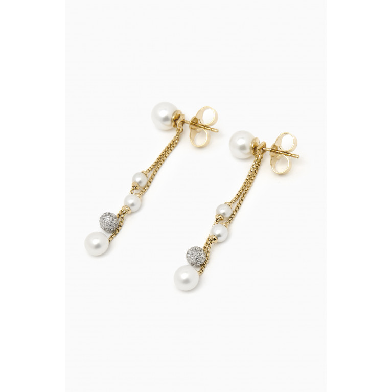 David Yurman - Two Row Pearl & Diamond Drop Earrings in 18kt Gold