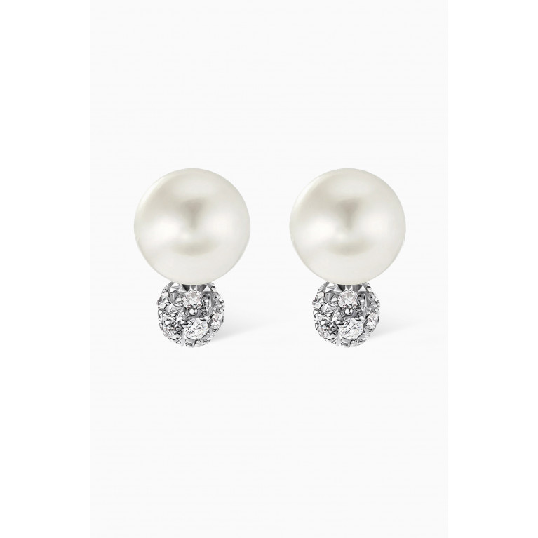 David Yurman - Solari Pearl & Diamond Stud Earrings in Sterling Silver