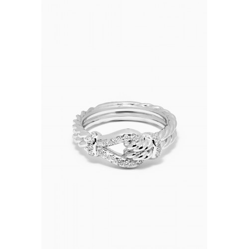David Yurman - Thoroughbred Loop Ring with Pavé Diamonds in Sterling Silver