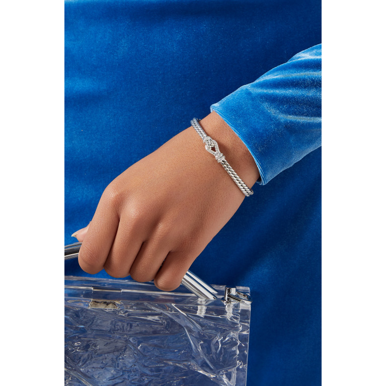 David Yurman - Thoroughbred Loop Bracelet with Pavé Diamonds in Sterling Silver