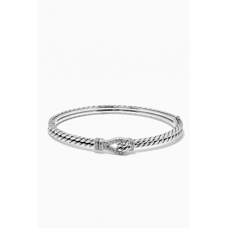 David Yurman - Thoroughbred Loop Bracelet with Pavé Diamonds in Sterling Silver