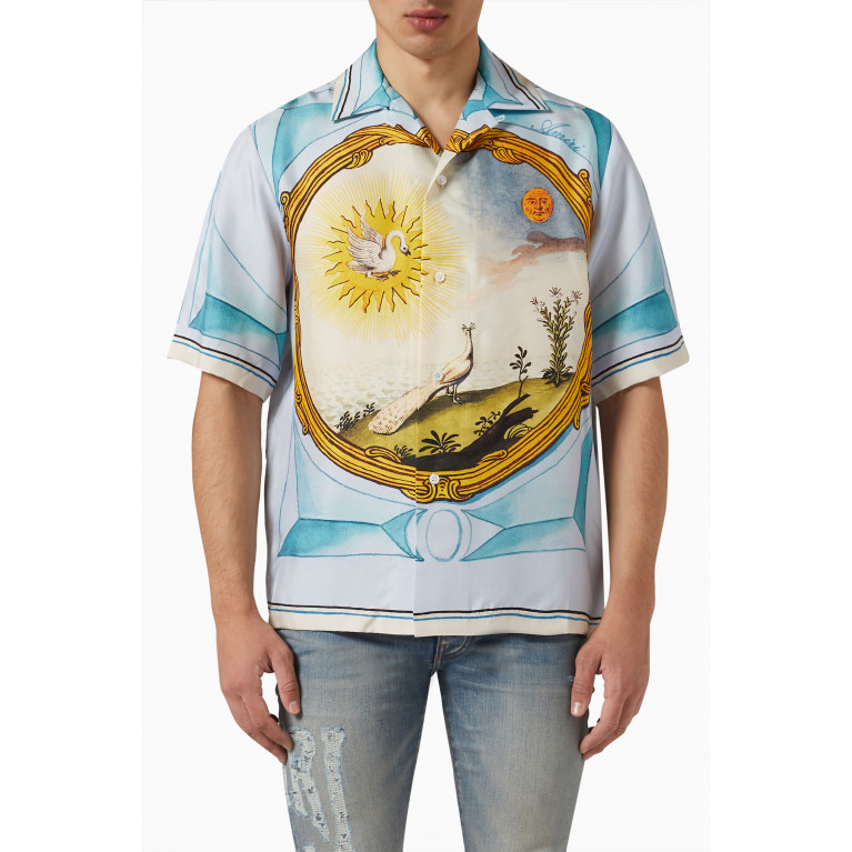 Amiri - Graphic Print Bowling Shirt in Silk