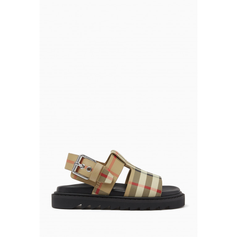 Burberry - Vintage Check Buckled Sandals in Leather