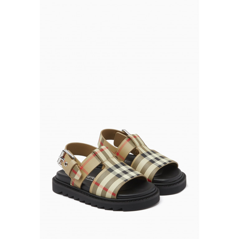 Burberry - Vintage Check Buckled Sandals in Leather