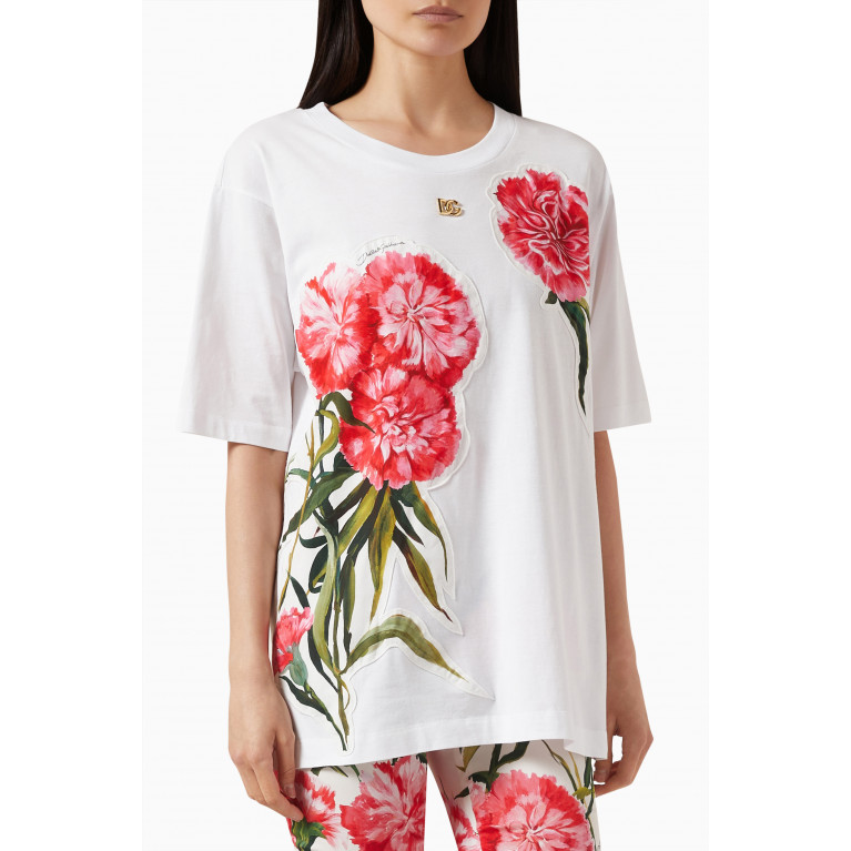 Dolce & Gabbana - Happy Garden Carnation Patch T-shirt in Jersey