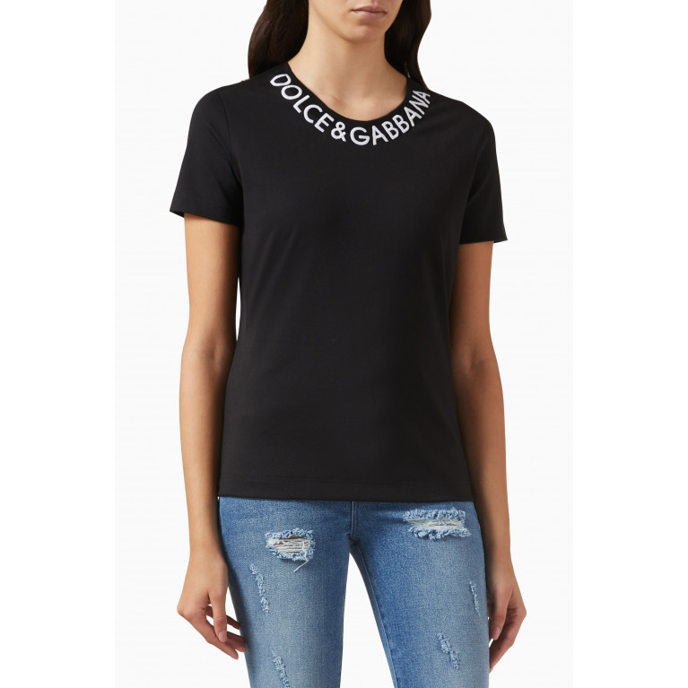 Dolce & Gabbana - Logo-embroidered T-shirt in Cotton-blend Jersey