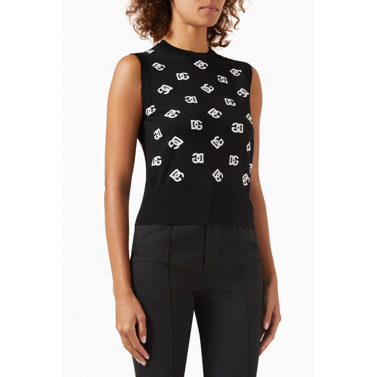 Dolce & Gabbana - All-over DG Logo Vest in Silk and Wool