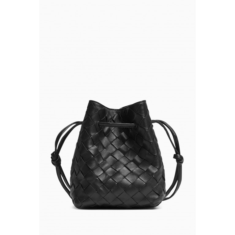 Bottega Veneta - Small Cross-Body Bucket Bag in Intreccio Leather