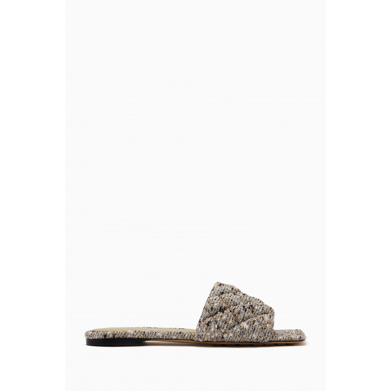 Bottega Veneta - Quilted Square-toe Flat Sandals in Terrazzo Cotton Boucle