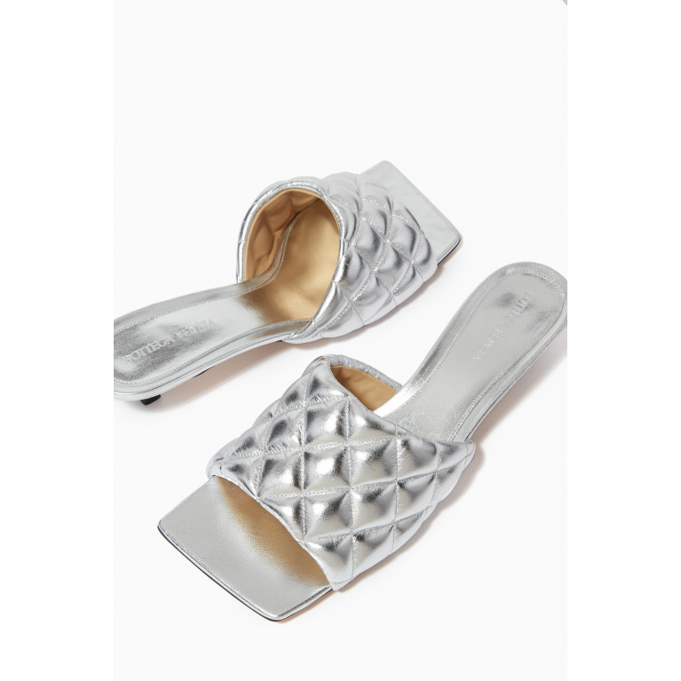 Bottega Veneta - Padded Mule Sandals in Metallic Leather
