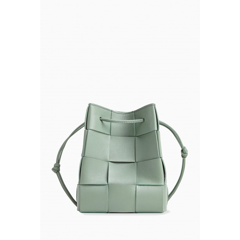 Bottega Veneta - Small Cross-Body Bucket Bag in Intreccio Leather