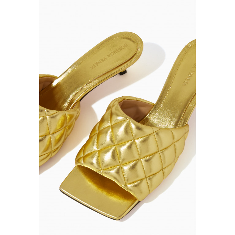 Bottega Veneta - Padded Mule Sandals in Metallic Leather