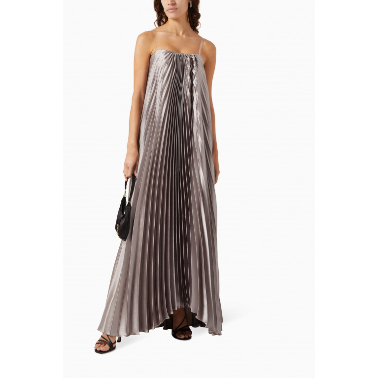 NASS - Cape & Pleated Maxi Dress Set Brown