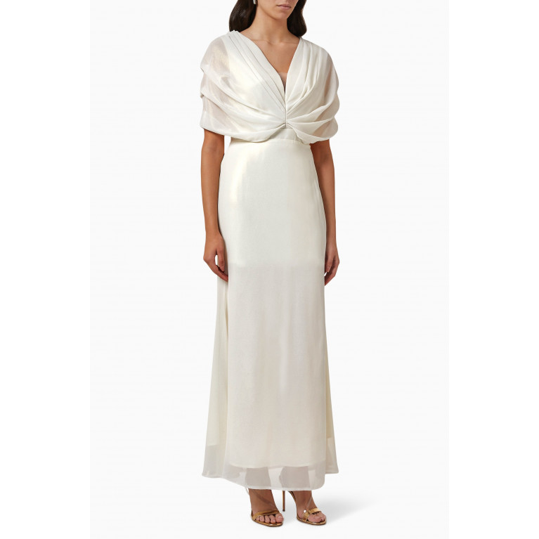 NASS - Draped Cape Maxi Dress White