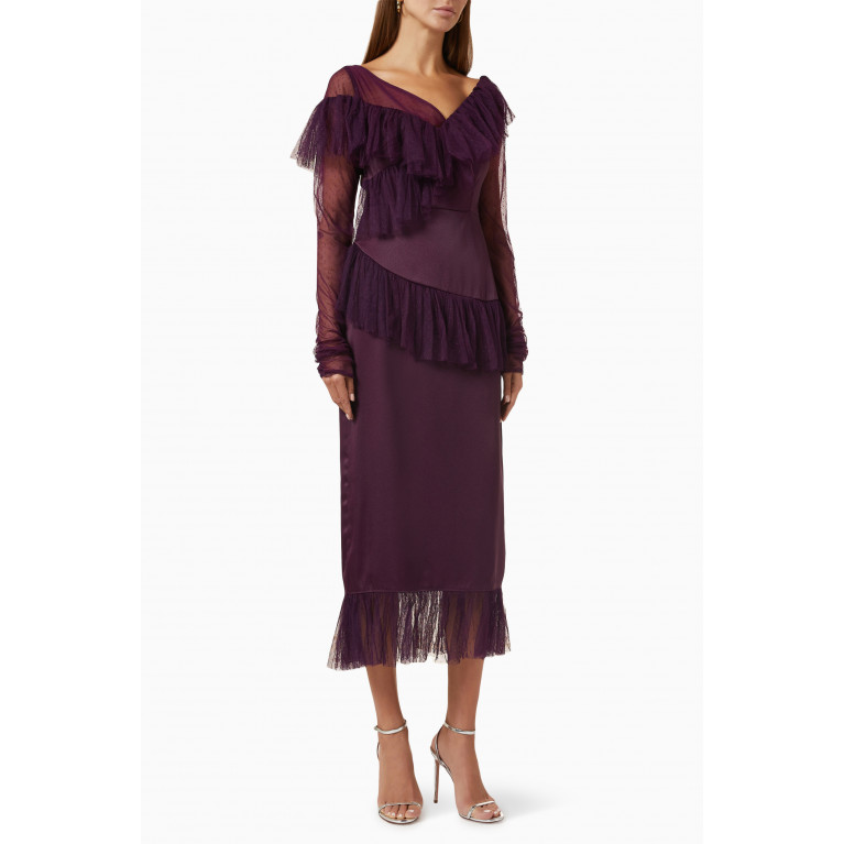 NASS - Frill Tiered Midi Dress Purple