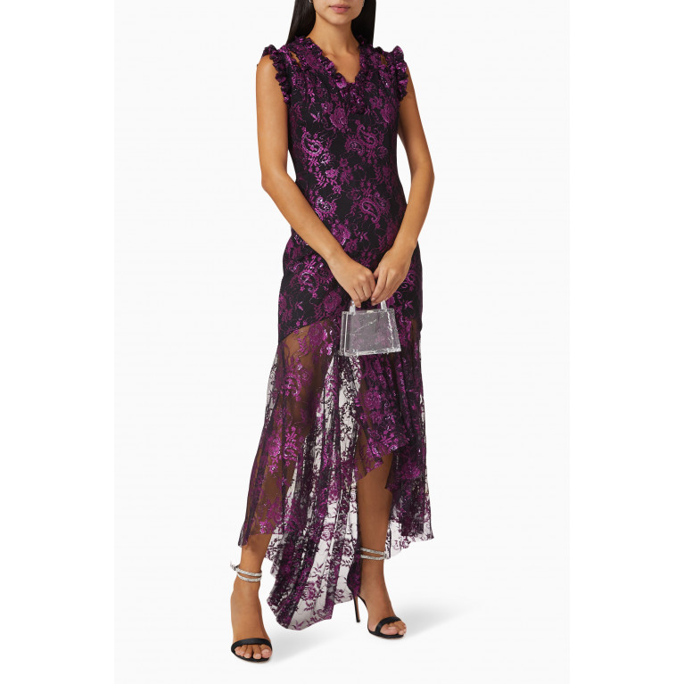 NASS - Asymmetric Midi Dress in Lace Purple