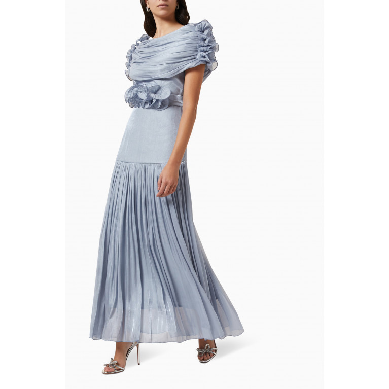 NASS - Draped Floral Maxi Dress Blue