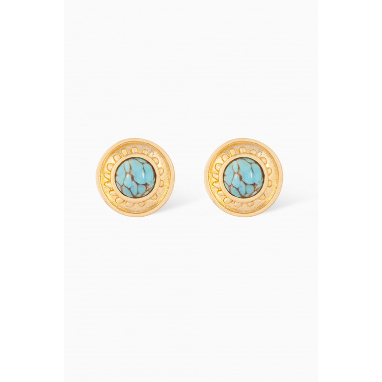 Susan Caplan - Rediscovered 1980s Turquoise Clip-on Stud Earrings