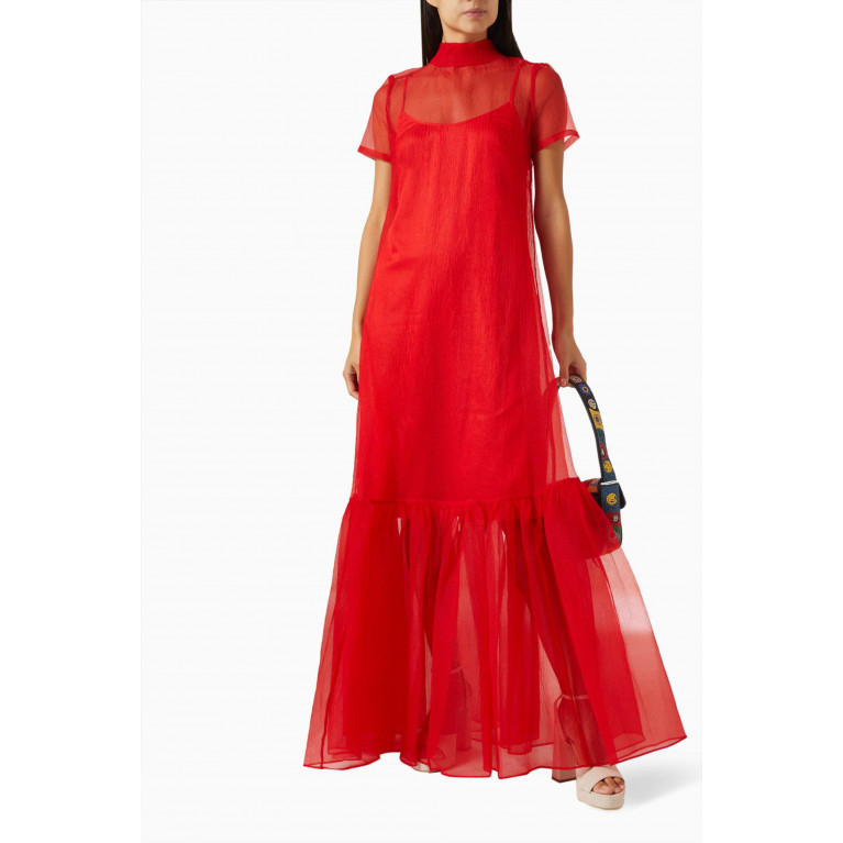 Staud - Calluna Maxi Dress in Organza Red