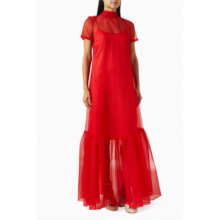 Staud - Calluna Maxi Dress in Organza Red