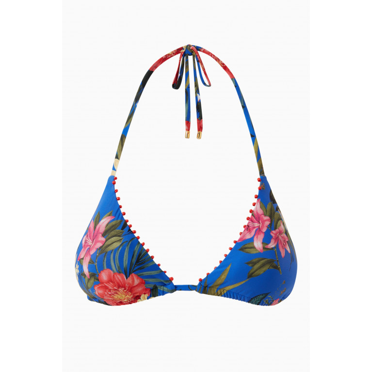 PQ Swim - Boca Embroidered Triangle Bikini Top in Stretch Nylon