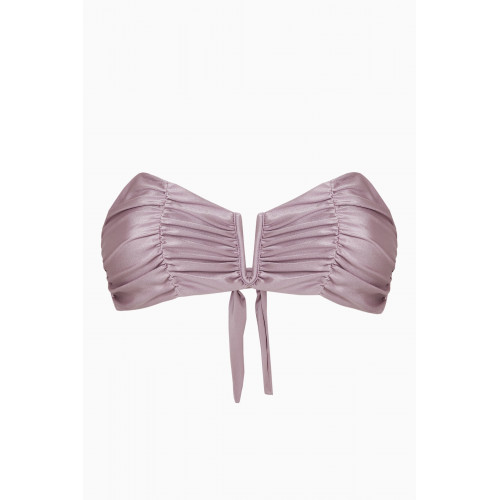 PQ Swim - Ruched Bandeau Bikini Top in Stretch Nylon