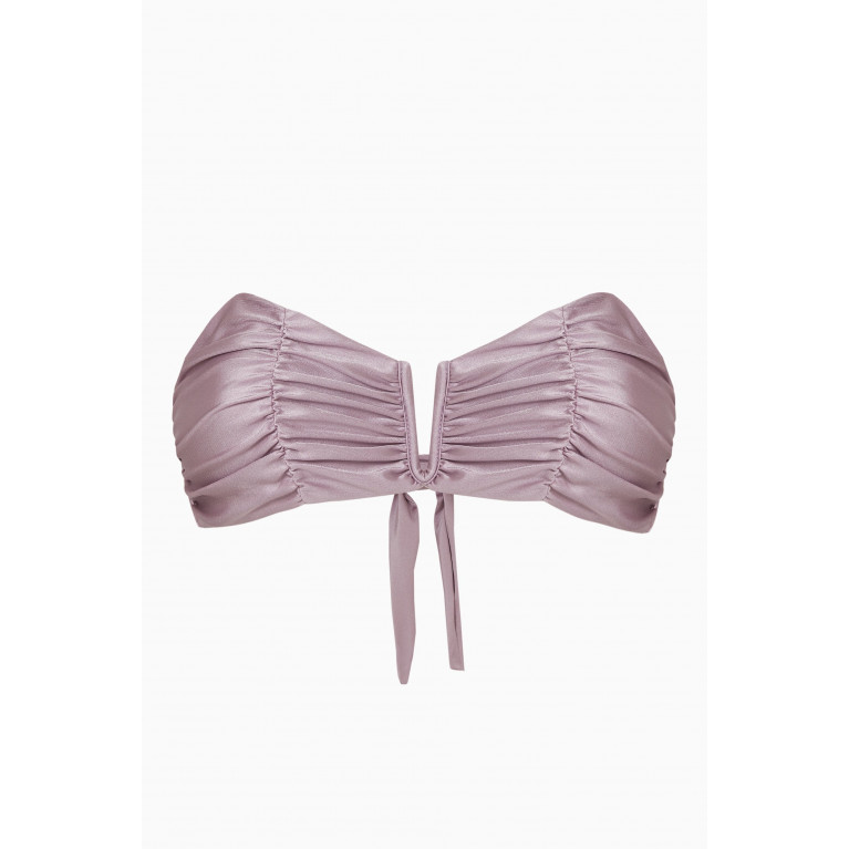 PQ Swim - Ruched Bandeau Bikini Top in Stretch Nylon