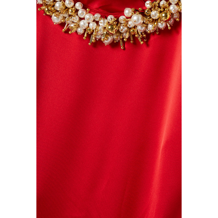 Nihan Peker - Bead-embellished Maxi Dress in Satin