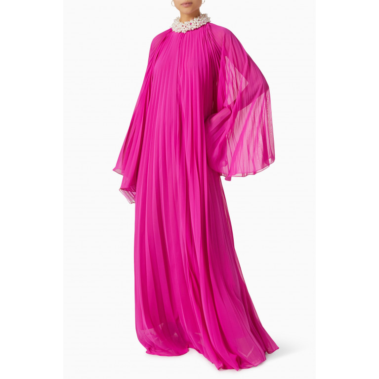Nihan Peker - Pearl-embellished Pleated Maxi Dress