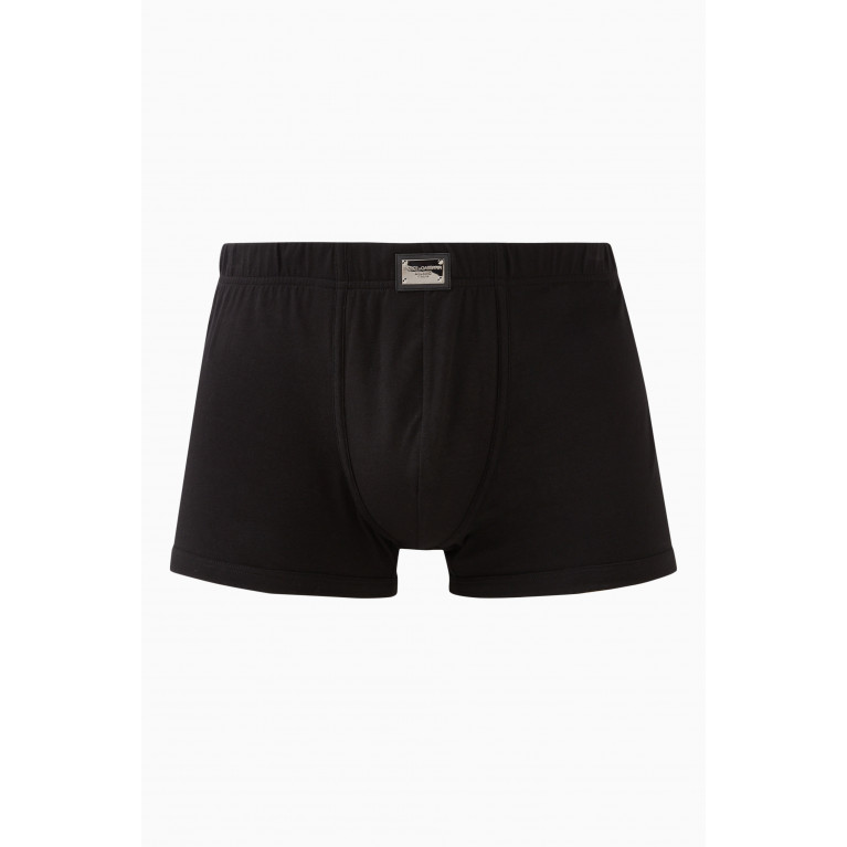 Dolce & Gabbana - Logo Plaque Boxers in Cotton Jersey