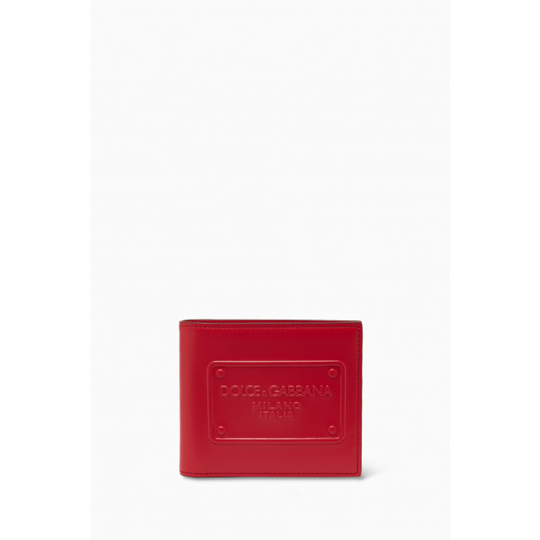 Dolce & Gabbana - Logo Plaque Bifold Wallet in Leather Red
