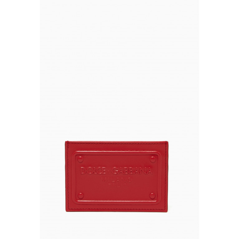 Dolce & Gabbana - Logo Plaque Cardholder in Leather Red