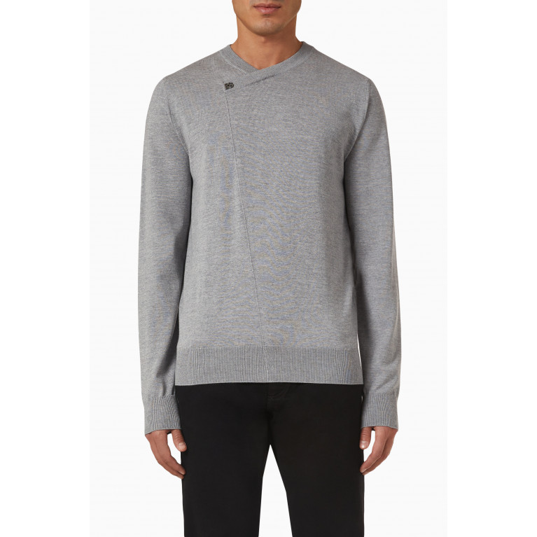 Dolce & Gabbana - Asymmetrical Logo Sweater in Virgin Wool