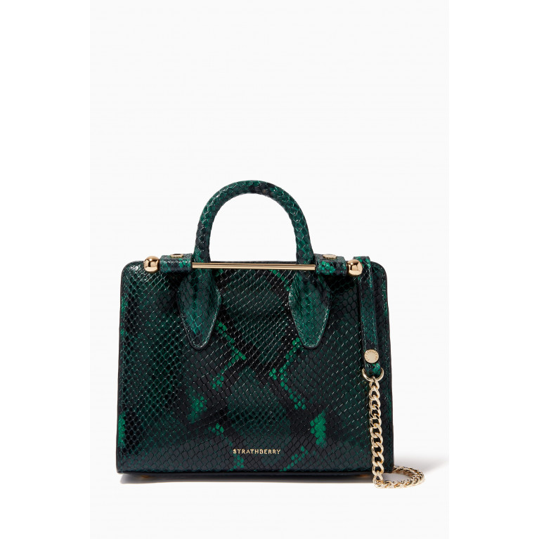 Strathberry - Nano Tote Bag in Snake Embossed Leather